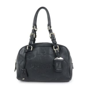 Prada Logo Embossed Leather Mini Duffle Shoulder B